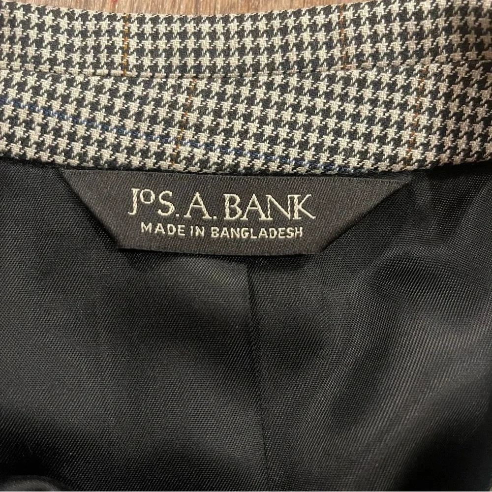 Jos A Bank Men’s 44R Blazer Jacket Houndstooth Silk/Wool Blend Business Career